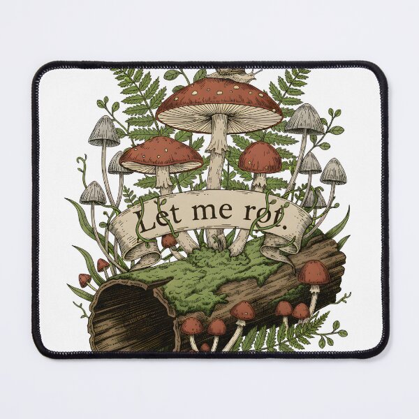 Item preview, Let Me Rot Cottagecore Mushrooms and Snail Vintage Illustration designed and sold by Fuechse.