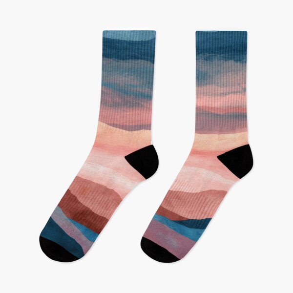 Item preview, Abstract Dusk Landscape – Textured Blue & Coral Layers designed and sold by NewArt33.