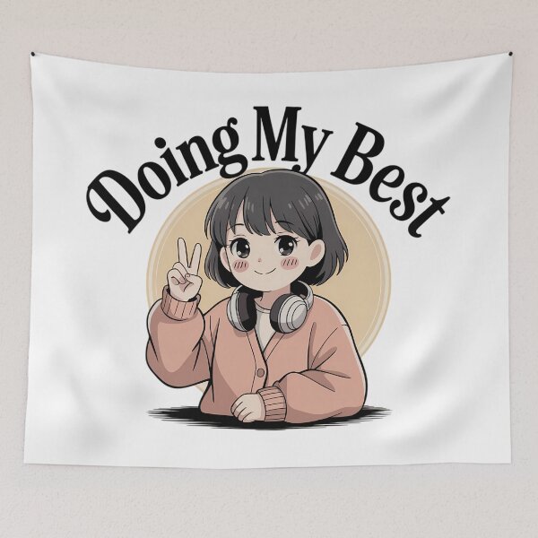 Item preview, Doing My Best Lo-Fi Anime Positive Affirmation Typography Art designed and sold by GiftsForge.