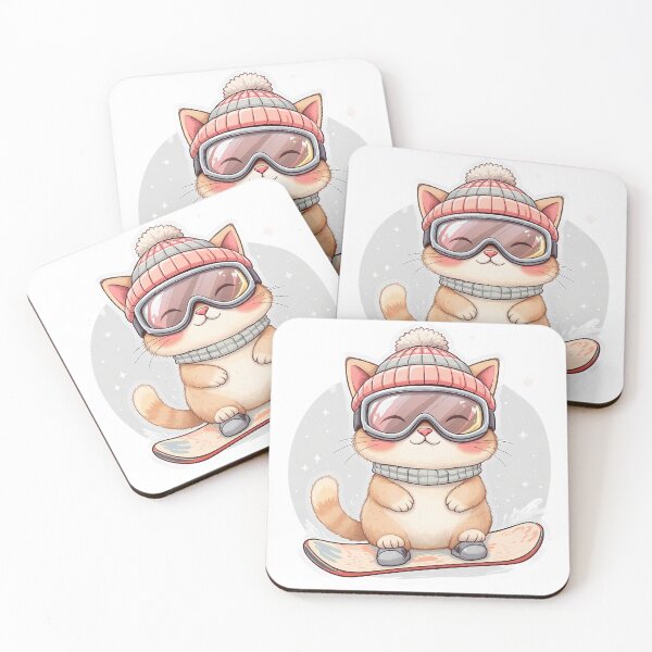 Item preview, Playful Snowboarding Cat with Scarf and Beanie – Cute Winter Art designed and sold by KivaroArt.