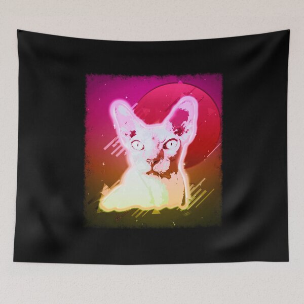 Item preview, Hairless Cat Shirt Disco Rave Sphynx Cat T Shirt Neon Kitty designed and sold by cgocgy.