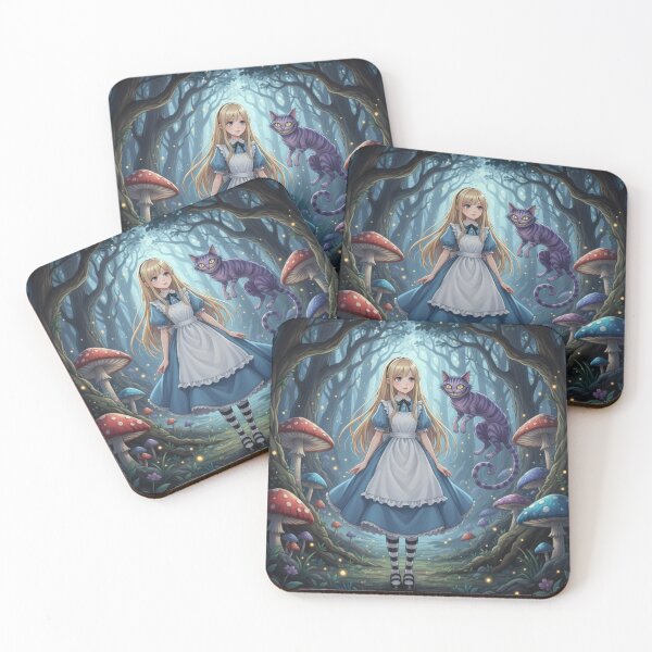 Item preview, Alice and the Cheshire Cat under the moon - anime version designed and sold by DandoLaTalla.