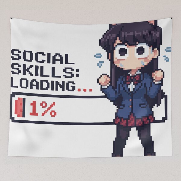 Item preview, Social Skills Loading 1% - Cute Anime Introvert Pixel Art designed and sold by Retro Archive.