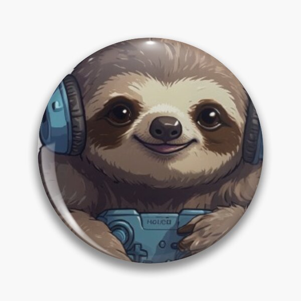 Item preview, Kawaii Lazy Sloth Gamer Sticker   designed and sold by MiniPrintMagic.