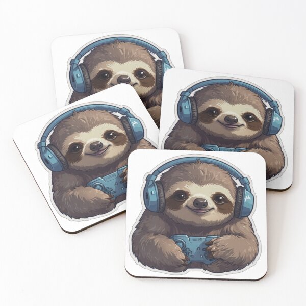 Item preview, Kawaii Lazy Sloth Gamer Sticker   designed and sold by MiniPrintMagic.