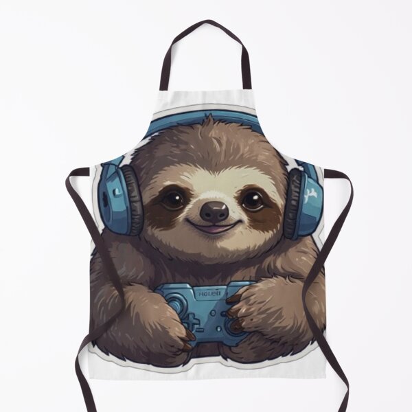 Item preview, Kawaii Lazy Sloth Gamer Sticker   designed and sold by MiniPrintMagic.