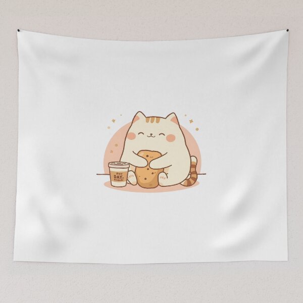 Item preview, Cute Cat Hugging Bread Loaf Pillow | Cozy Café Cat Illustration – Slow Day Friends designed and sold by SlowDayFriends.
