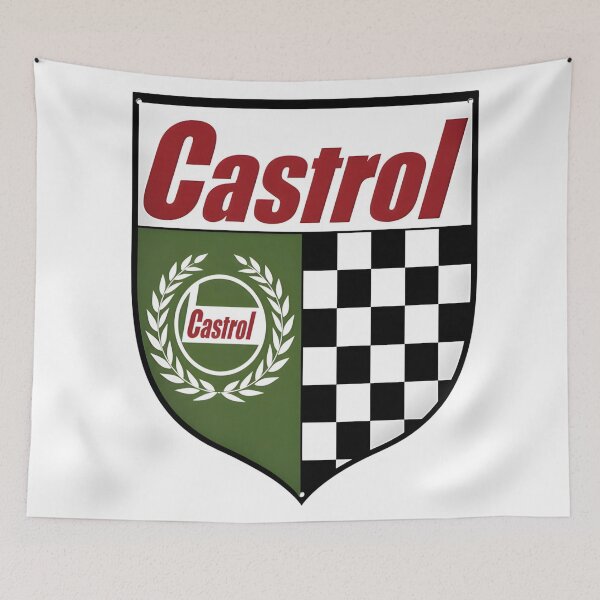 Item preview, Vintage Castrol Motor Oil Racing Shield Sign with Checkered Flag designed and sold by CharlieDesings.
