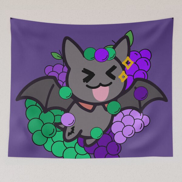 Item preview, Happy Kawaii Bat with Purple Grapes - Whimsical Fruit Bat designed and sold by Kanniax.