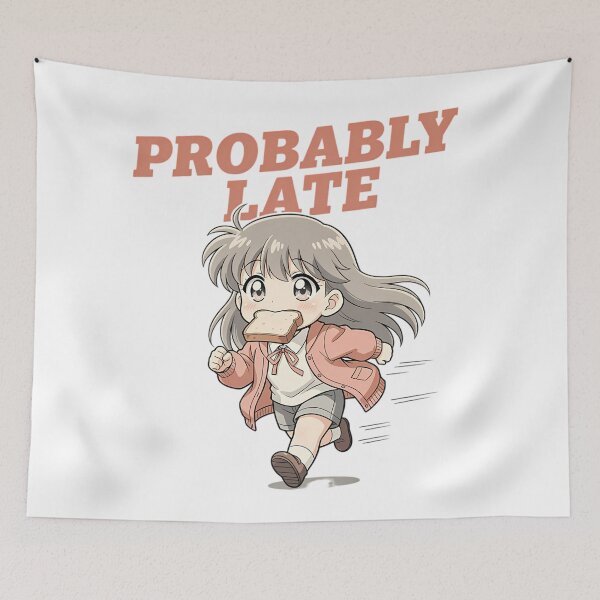 Item preview, Probably Late Lo-Fi Anime Running Girl Chronic Lateness Quote designed and sold by GiftsForge.