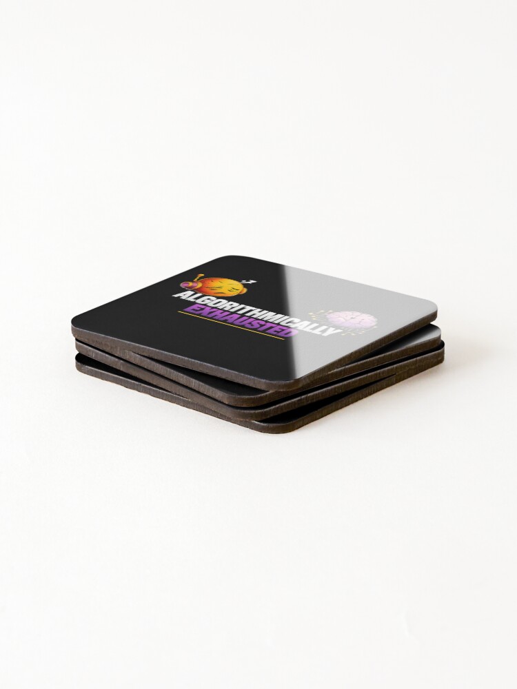 Thumbnail 4 of 5, Coasters (Set of 4), Algorithmically Exhausted – Digital Burnout Humor Design designed and sold by AddictiveDesign.