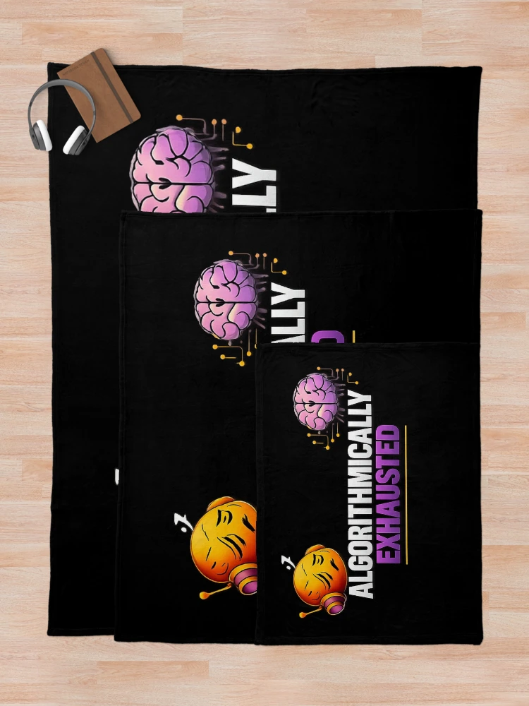 Thumbnail 5 of 6, Throw Blanket, Algorithmically Exhausted – Digital Burnout Humor Design designed and sold by AddictiveDesign.