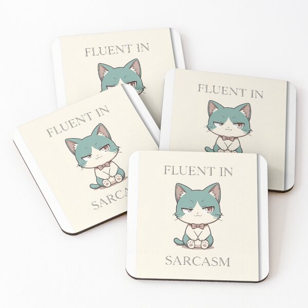 Item preview, Fluent In Sarcasm Lo-Fi Anime Cat Witty Quote Typography Art designed and sold by GiftsForge.