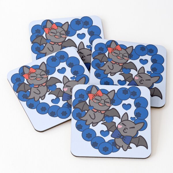 Item preview, Cute Kawaii Bats in Blueberry Heart - Adorable Fruit Bats Duo designed and sold by Kanniax.