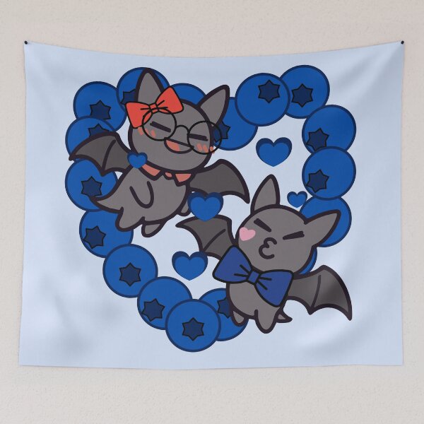 Item preview, Cute Kawaii Bats in Blueberry Heart - Adorable Fruit Bats Duo designed and sold by Kanniax.
