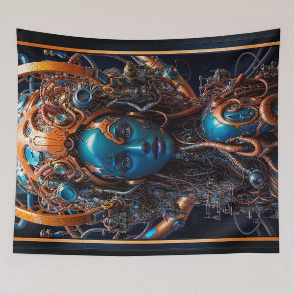 Item preview, Biomechanical Portrait Of The Living Machine Lyrion Vexian Astounding AI Concept Art by Xzendor7 designed and sold by Xzendor7 Digital Art Creations.