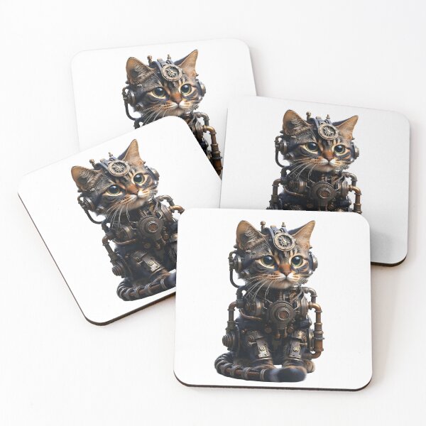 Item preview, Cute Steampunk Tabby Kitten with Clockwork Gear designed and sold by Rostislav Bouda.