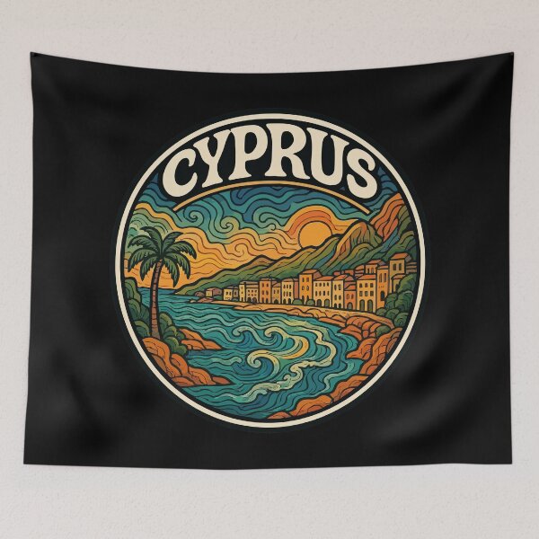 Item preview, Cyprus Country Island Trippy Art Travel designed and sold by TomFrontierArt.