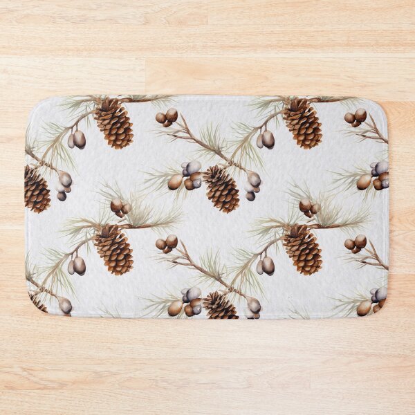 Item preview, Rustic Pine Branch and Acorn Watercolor Seamless Pattern designed and sold by CharlieDesings.