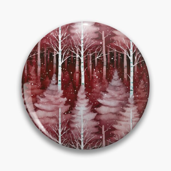 Item preview, Winter Snowing Forest Watercolor Pattern in Burgundy and White designed and sold by CharlieDesings.