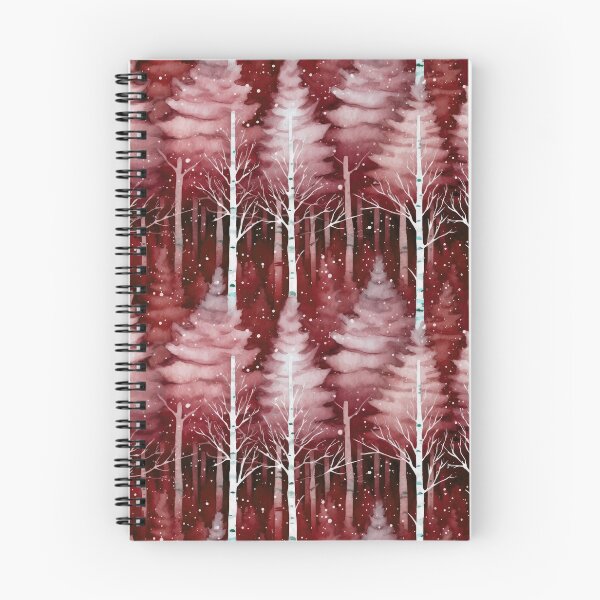 Item preview, Winter Snowing Forest Watercolor Pattern in Burgundy and White designed and sold by CharlieDesings.