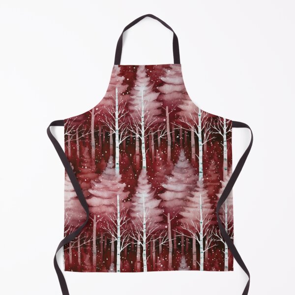 Item preview, Winter Snowing Forest Watercolor Pattern in Burgundy and White designed and sold by CharlieDesings.
