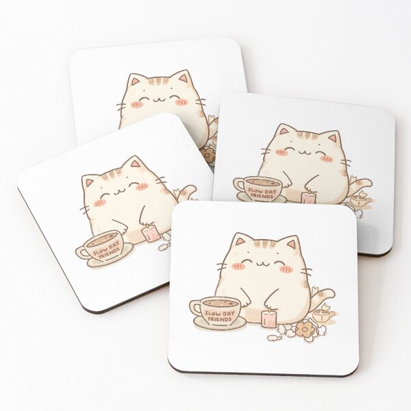 Item preview, Cozy Cafe Cat Warming Paws Near Tiny Candle | Cute Pastel Cat Illustration designed and sold by SlowDayFriends.