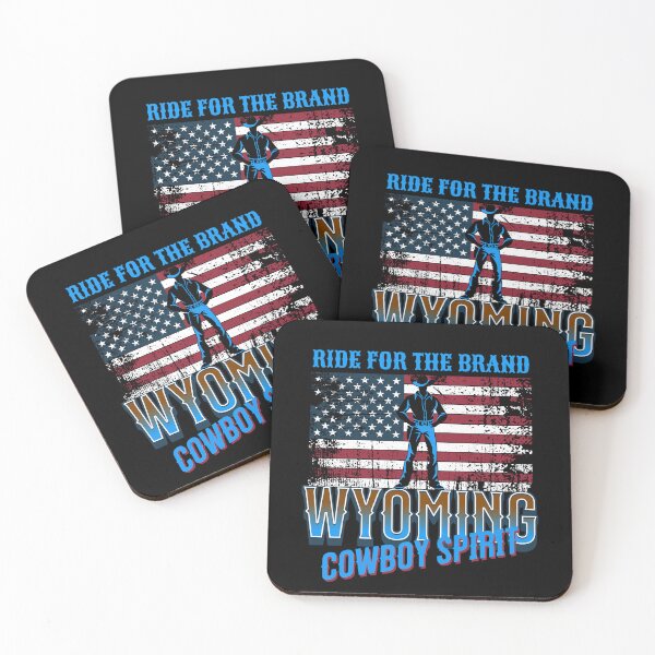 Item preview, Wyoming Cowboy Spirit Vintage Western Flag Silhouette designed and sold by gomofo1974.