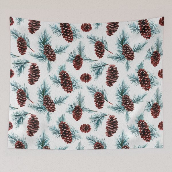 Item preview, Vintage Watercolor Pine Branches with Large Cones and Seeds designed and sold by CharlieDesings.
