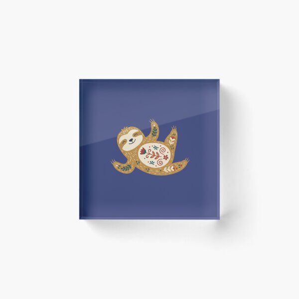 Item preview, Back‑Lying Sloth & Motifs STICKER/MAGNET PACK – Scandinavian Folk Art by heidiannemorris © designed and sold by FOLK ART FUSION by heidiannemorris.
