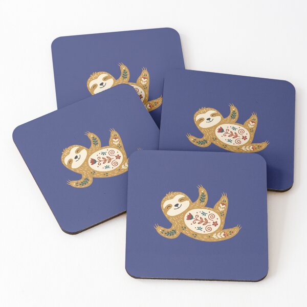 Item preview, Back‑Lying Sloth & Motifs STICKER/MAGNET PACK – Scandinavian Folk Art by heidiannemorris © designed and sold by FOLK ART FUSION by heidiannemorris.