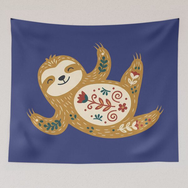 Item preview, Back‑Lying Sloth & Motifs STICKER/MAGNET PACK – Scandinavian Folk Art by heidiannemorris © designed and sold by FOLK ART FUSION by heidiannemorris.