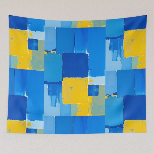 Item preview, abstract blue and yellow pattern designed and sold by FRH Design ⭐⭐⭐⭐⭐.