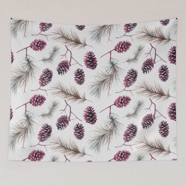 Item preview, Vintage Watercolor Pine Branches with Large Cones and Seeds designed and sold by CharlieDesings.