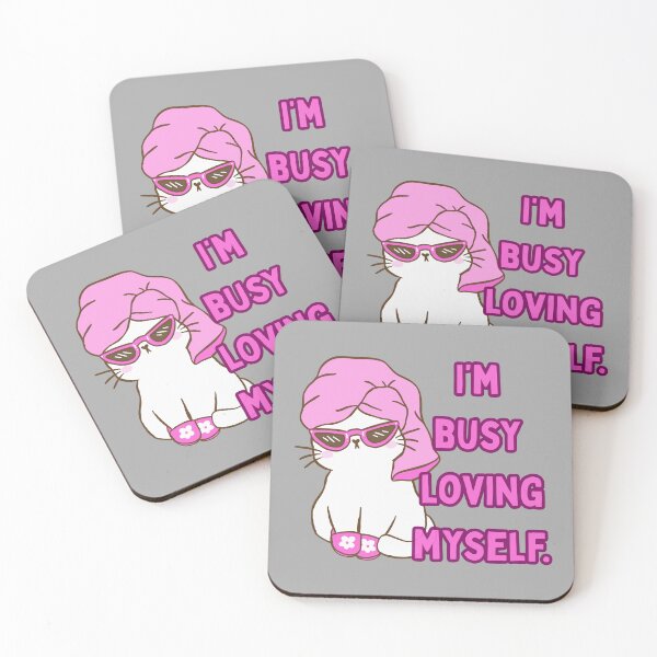 Item preview, I’m Busy Loving Myself – Cute Cat Self Love Illustration designed and sold by hallwell.