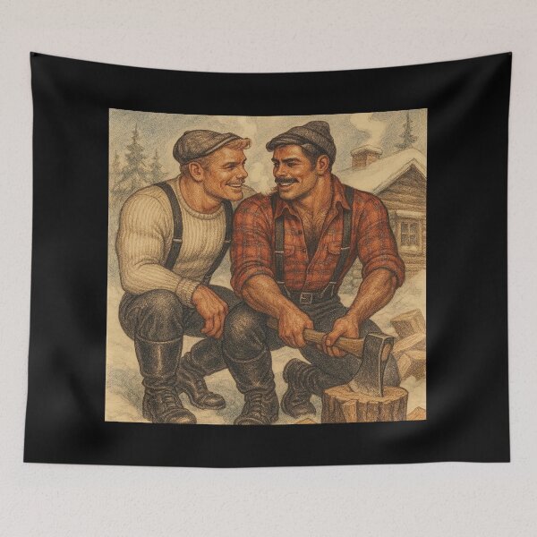 Item preview, Vintage 1940s The Look Gay Tom of Finland Tribute Lumberjack Bears Graphic Design designed and sold by ItsAKinkThing.