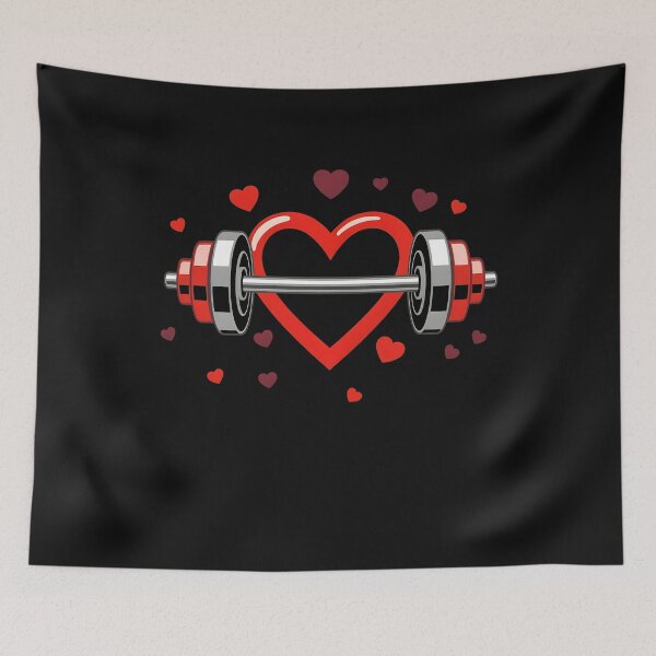 Item preview, Fitness Heart Barbell Valentines Day Gym Workout Women Men  designed and sold by clothesy7.