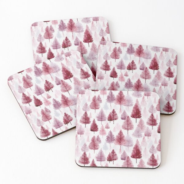 Item preview, Watercolor Burgundy and Pink Pine Tree Forest Seamless Pattern designed and sold by CharlieDesings.