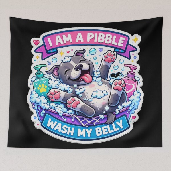 Item preview, I Am A Pibble Wash My Belly cute pitbull aog bath sticker  designed and sold by zuzzelek44.