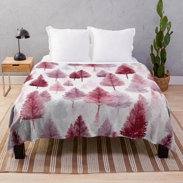 Item preview, Watercolor Burgundy and Pink Pine Tree Forest Seamless Pattern designed and sold by CharlieDesings.