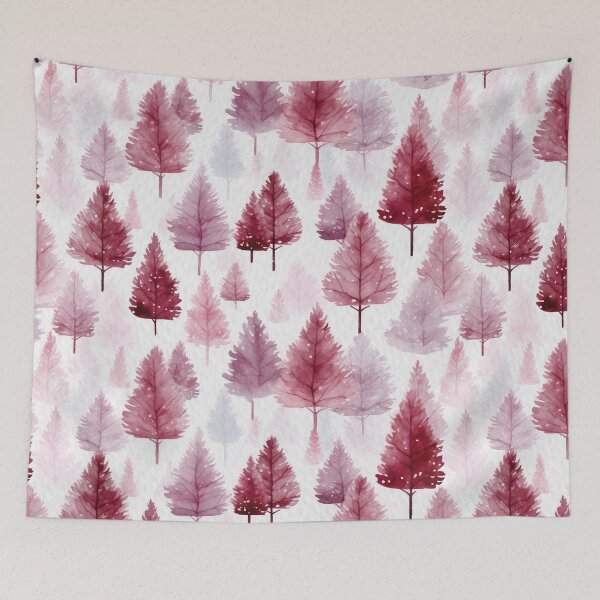Item preview, Watercolor Burgundy and Pink Pine Tree Forest Seamless Pattern designed and sold by CharlieDesings.