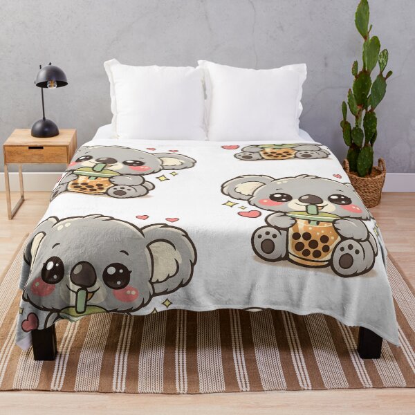 Item preview, Chubby, cute koala drinking bubble tea – Kawaii illustration designed and sold by Dax Studio.