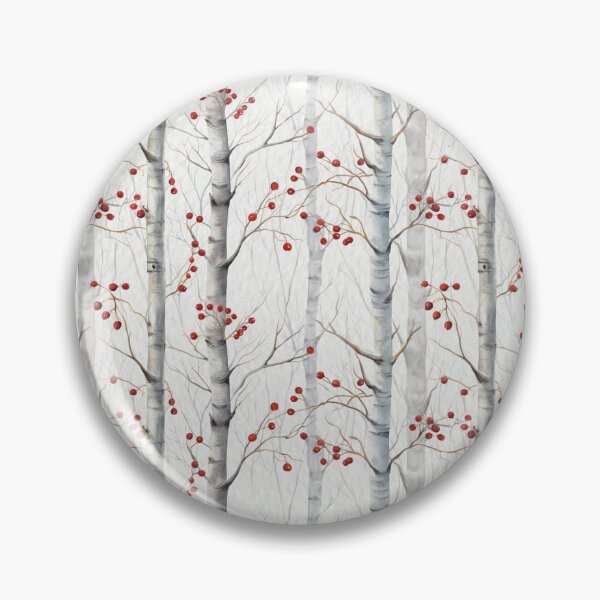 Item preview, Watercolor Birch Trees with Red Berries Winter Seamless Pattern designed and sold by CharlieDesings.