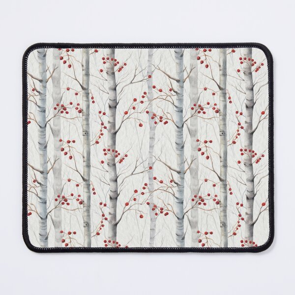 Item preview, Watercolor Birch Trees with Red Berries Winter Seamless Pattern designed and sold by CharlieDesings.
