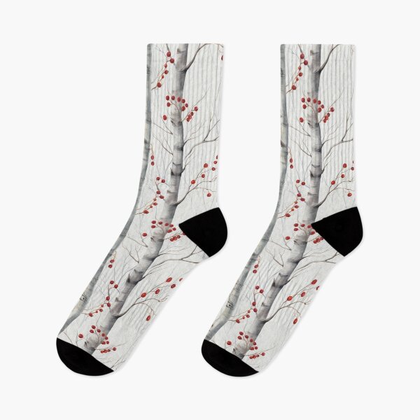 Item preview, Watercolor Birch Trees with Red Berries Winter Seamless Pattern designed and sold by CharlieDesings.