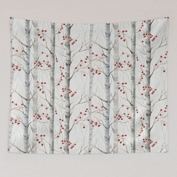 Item preview, Watercolor Birch Trees with Red Berries Winter Seamless Pattern designed and sold by CharlieDesings.