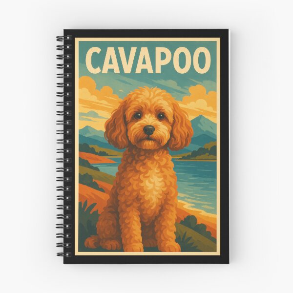 Item preview, Cavapoo Retro Lake Poster designed and sold by Flying Doggo.