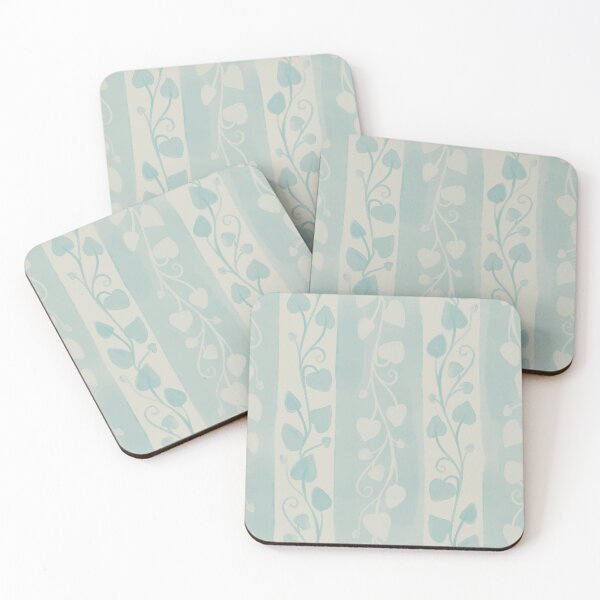 Item preview, Teal Watercolor Heart Vine Vertical Stripes Pattern designed and sold by Elisa Moriconi.