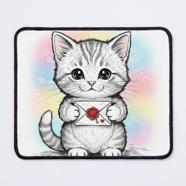 Item preview, Kitty with Love Letter designed and sold by PetJoyPrintsCO.