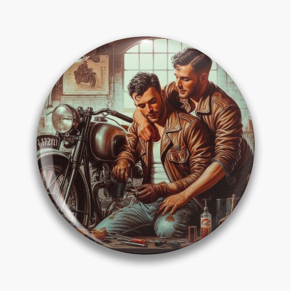 Item preview, 1940s Lending A Hand Vintage Gay Leather Bikers Tom of Finland Tribute San Francisco Pride Graphic Design designed and sold by ItsAKinkThing.
